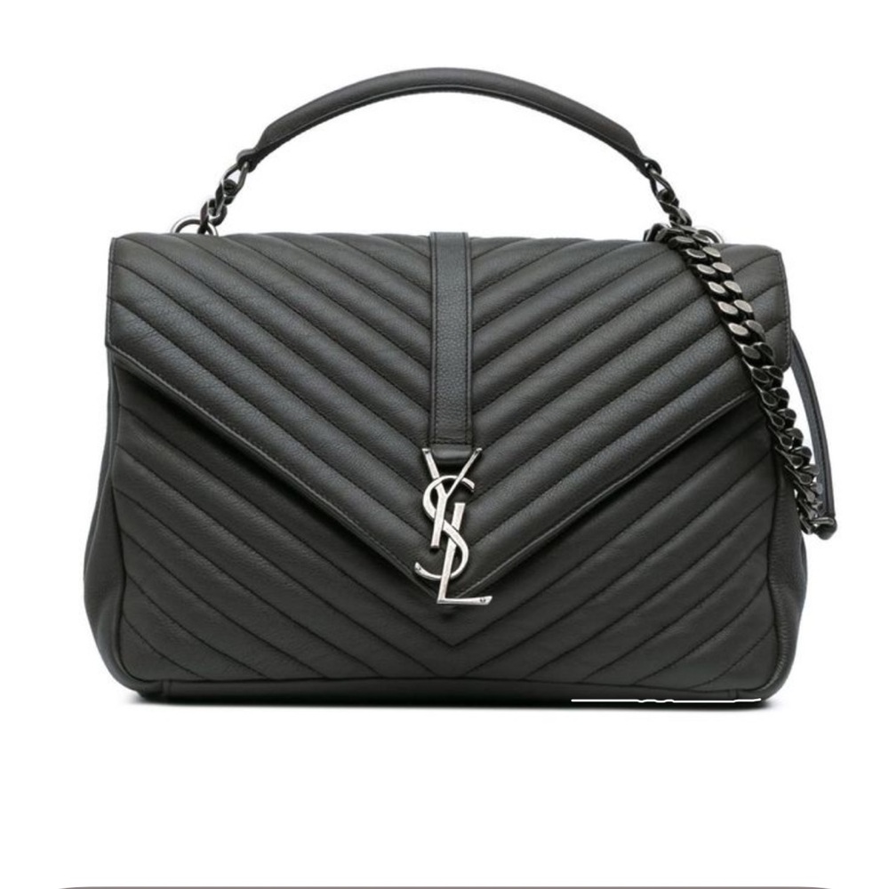 Authentic Yves Saint Laurent Gray Quilted Chain Bag